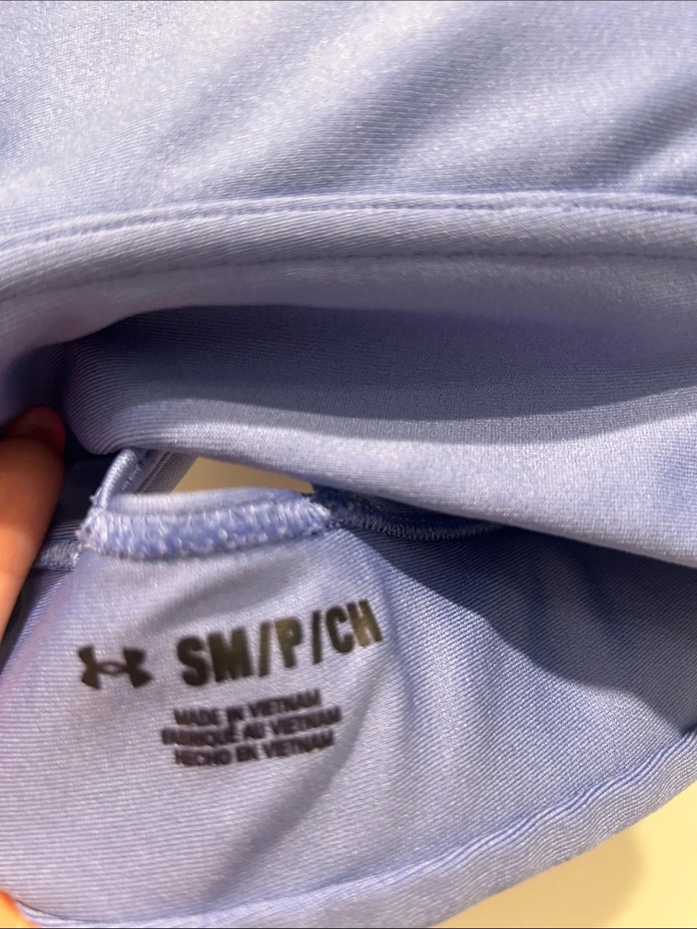 Under Armour women’s small periwinkle Blue Sports Bra with White Logo small size